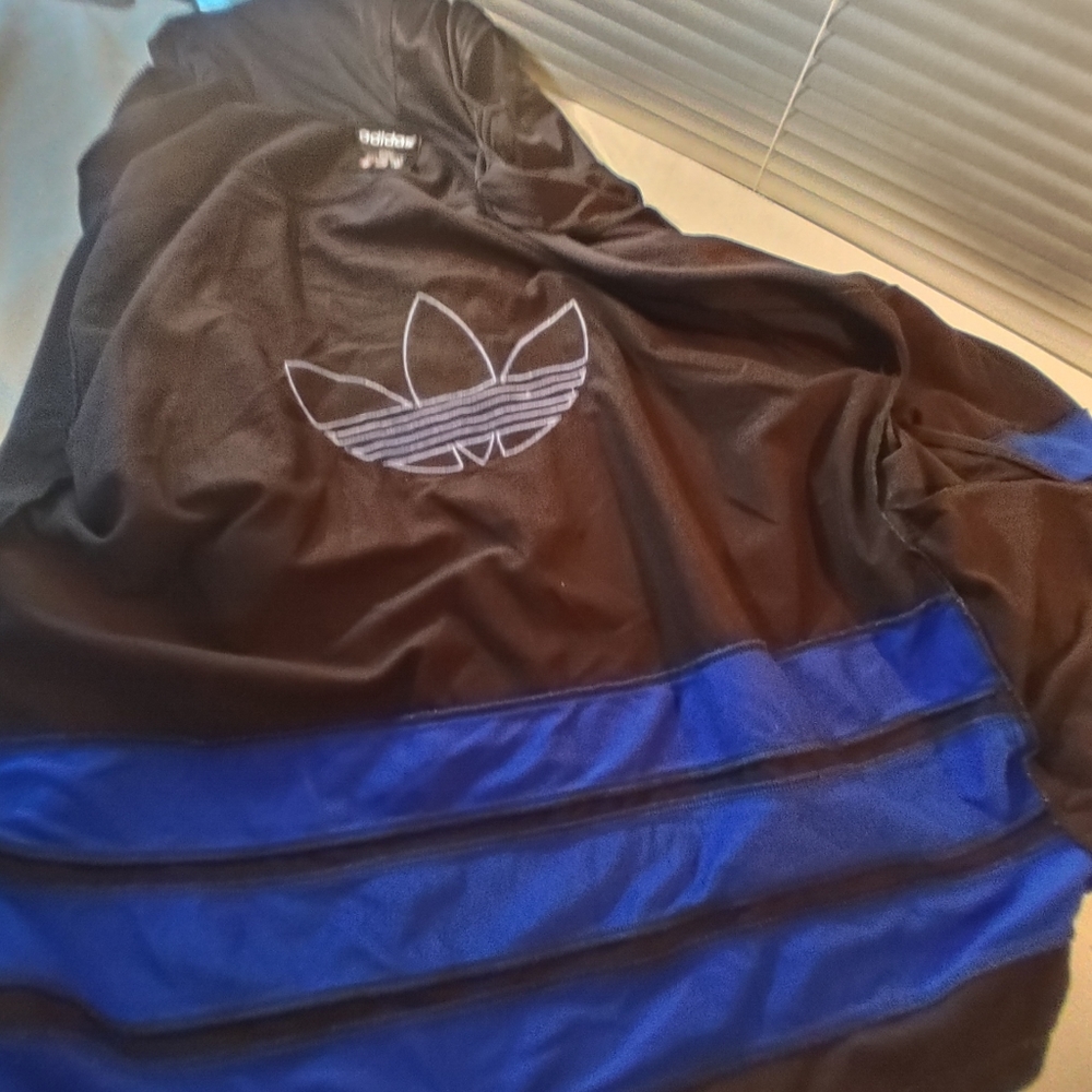 Adidas Black and Blue Hooded Jacket - Picture 9 of 12